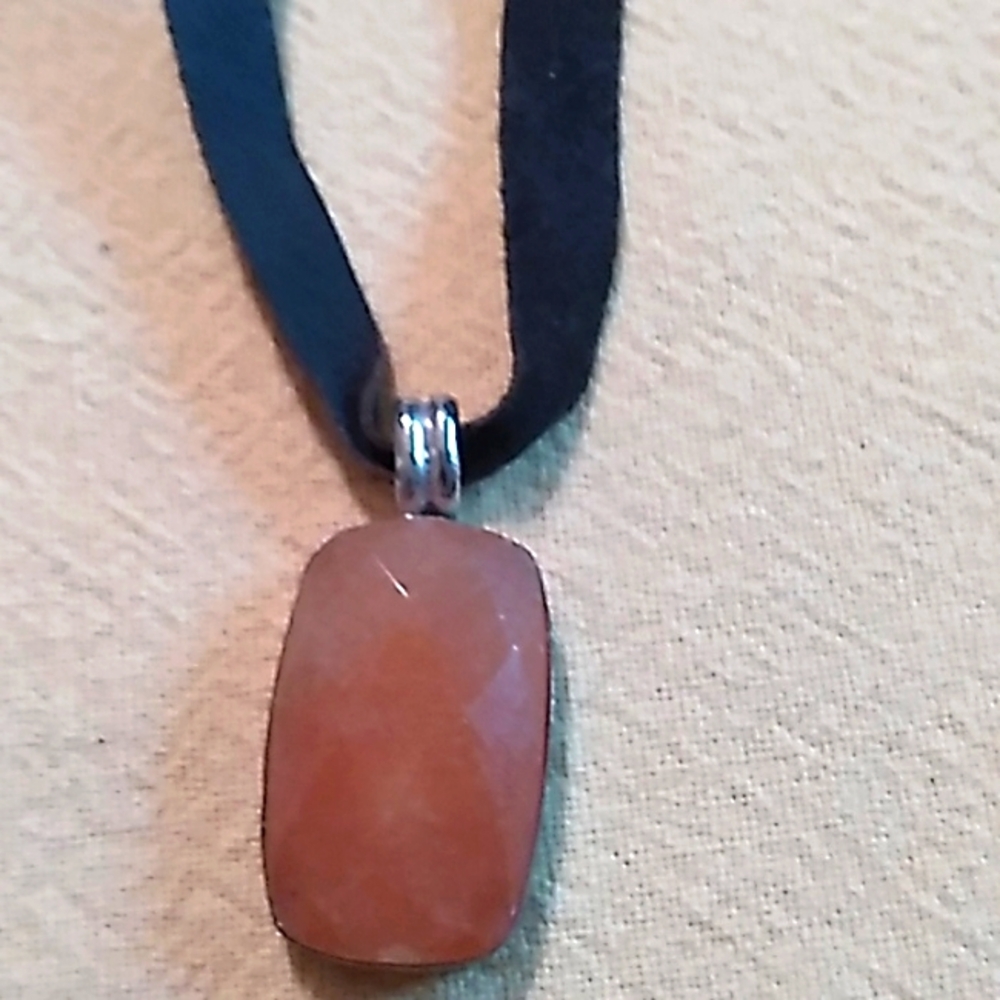 Peach moonstone pendant necklace